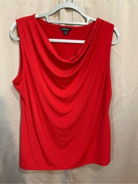 George Red Cowl Neck Sleeveless Tank #43/1